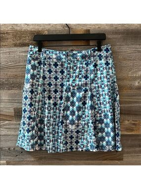 Athleta Blue and White and Purple Mixed Geometric Print Athletic Golf Skort  8